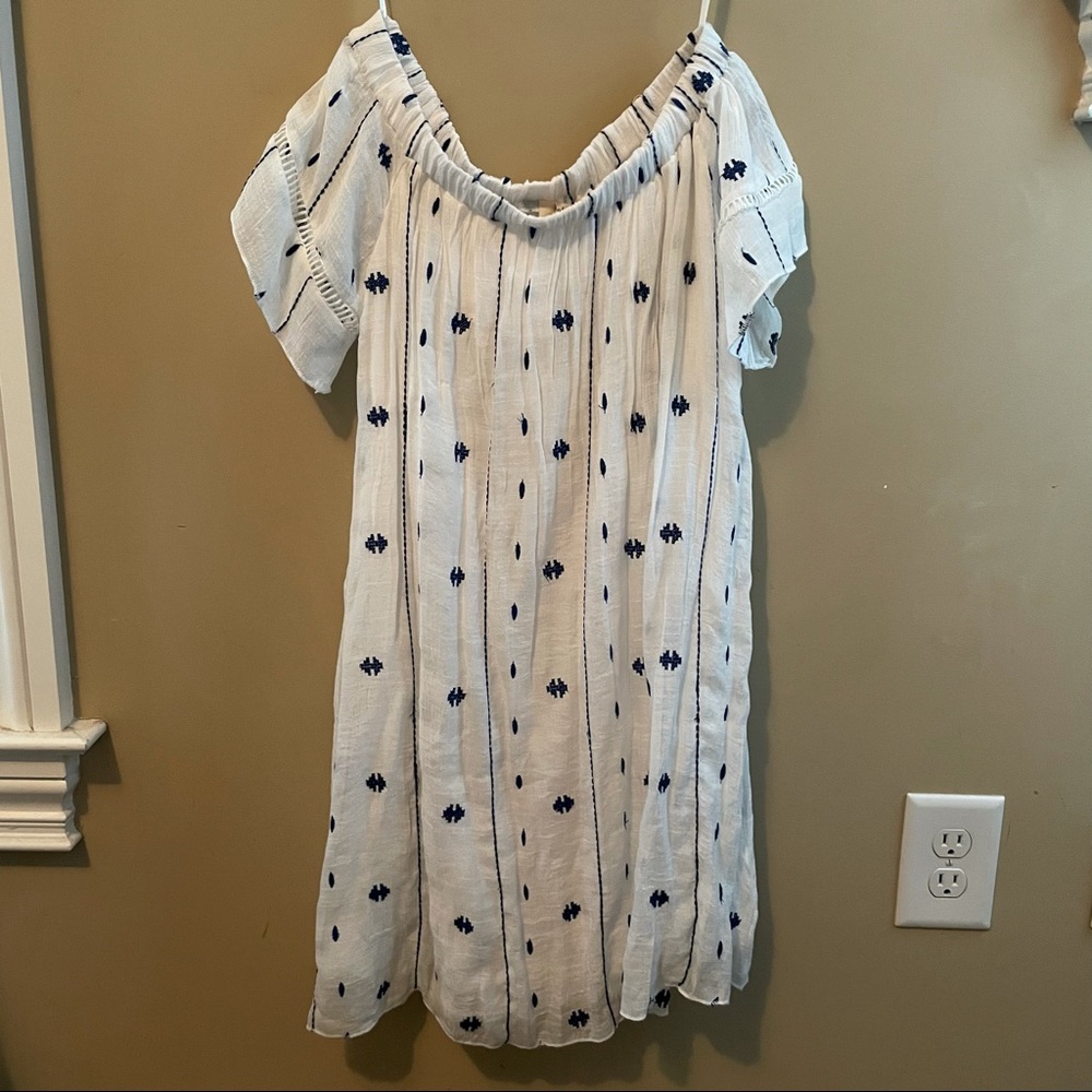 White Embroidered Off the Shoulder Dress